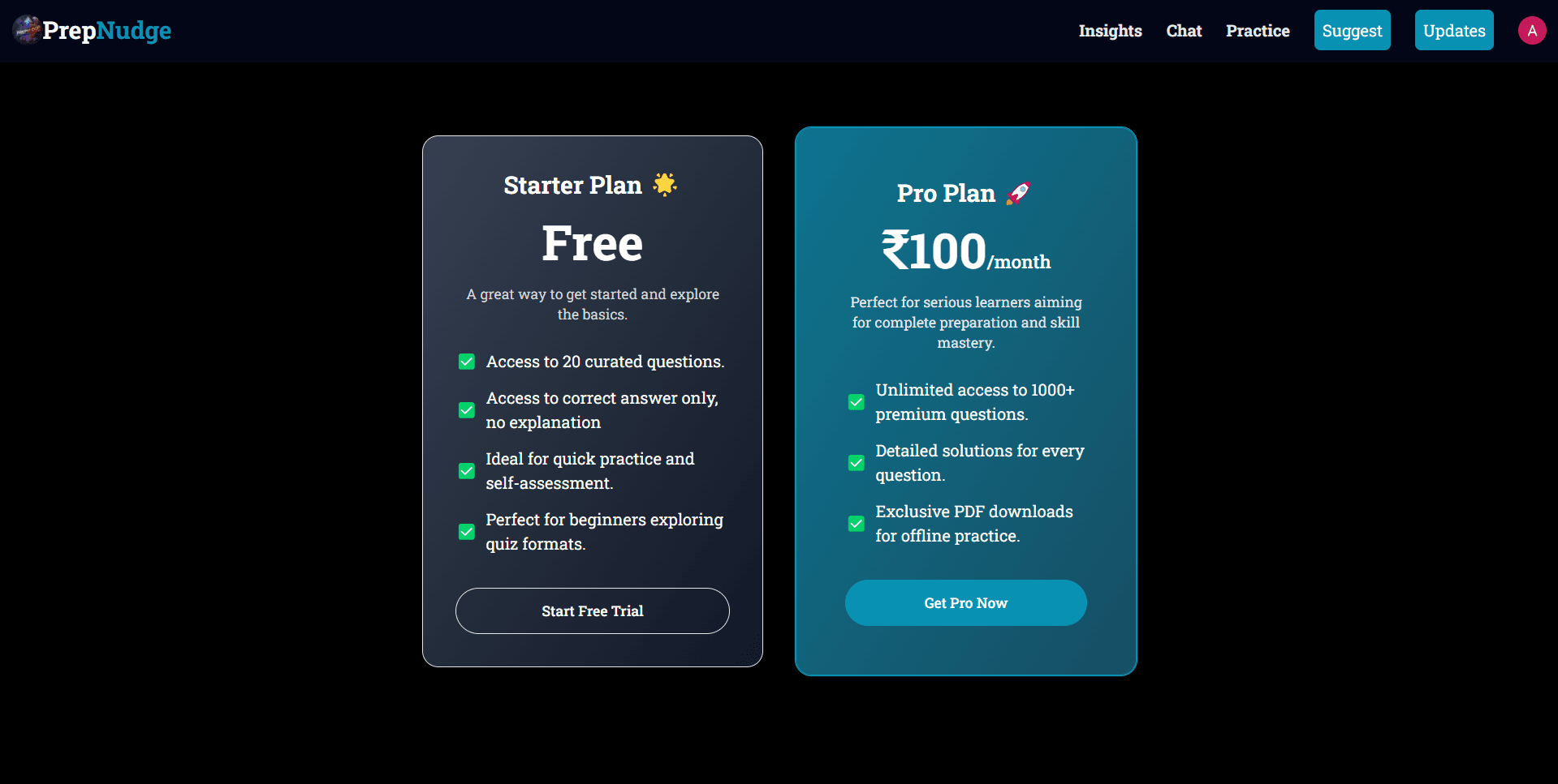 Pricing Tab